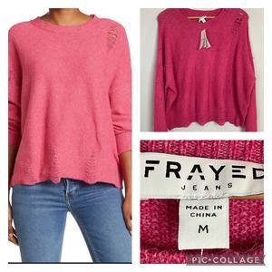 Frayed Distressed Crew-Neck Sweater Size M NWT